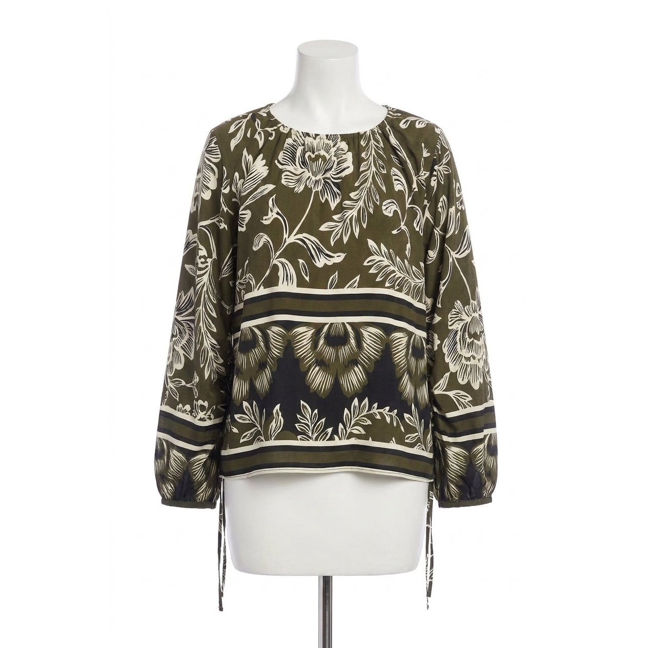 New Fifteen Twenty Serafina Long Sleeve Top In Floral Border Crepe Print